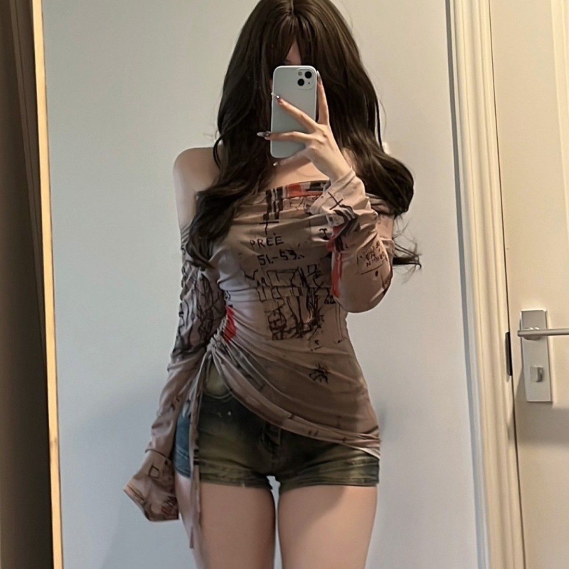 Long sleeved T-shirt spicy gir - Screen Top Mesh 评论和价格