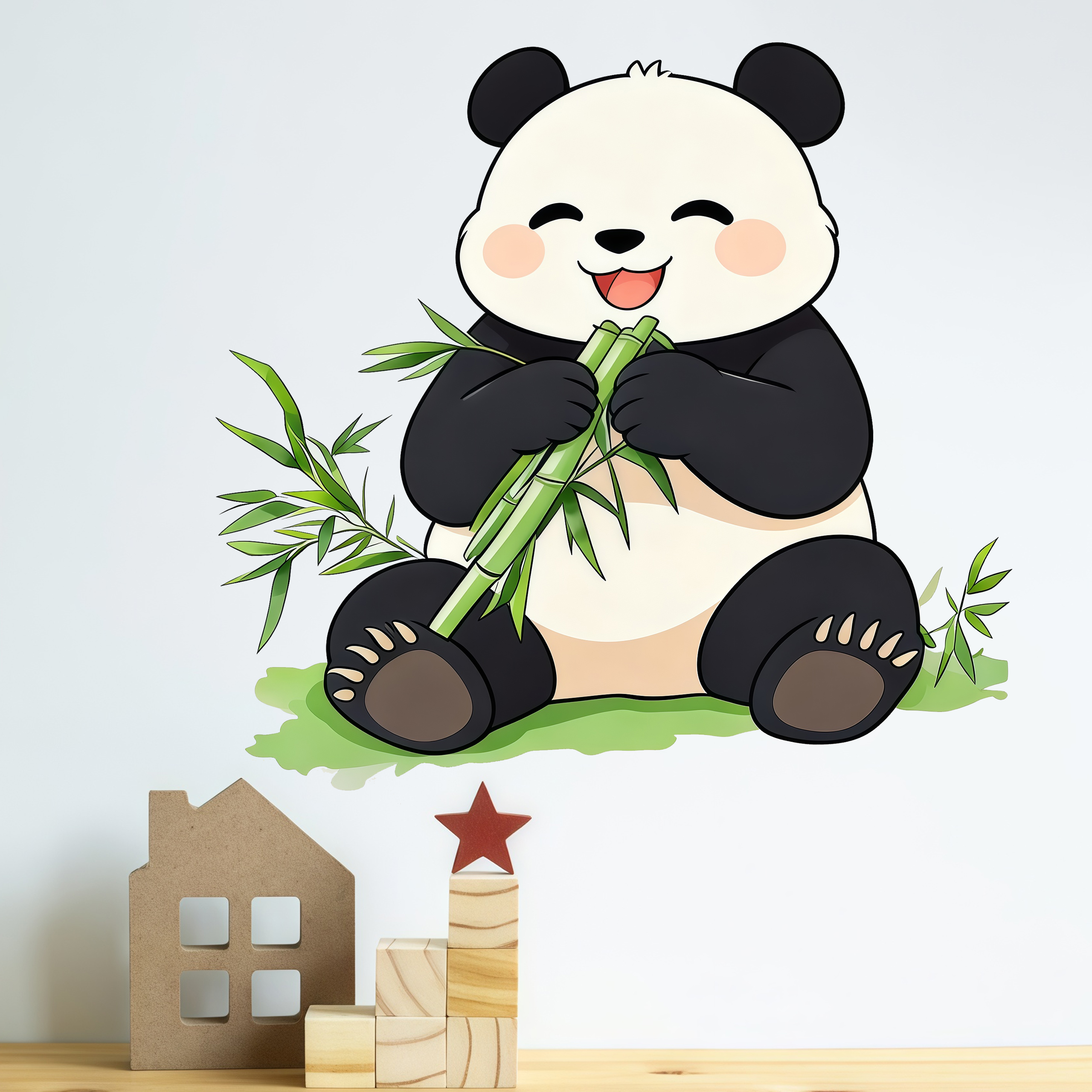 Bamboo And Panda Wall Decals S - Pvc Panel Background 评论和价格