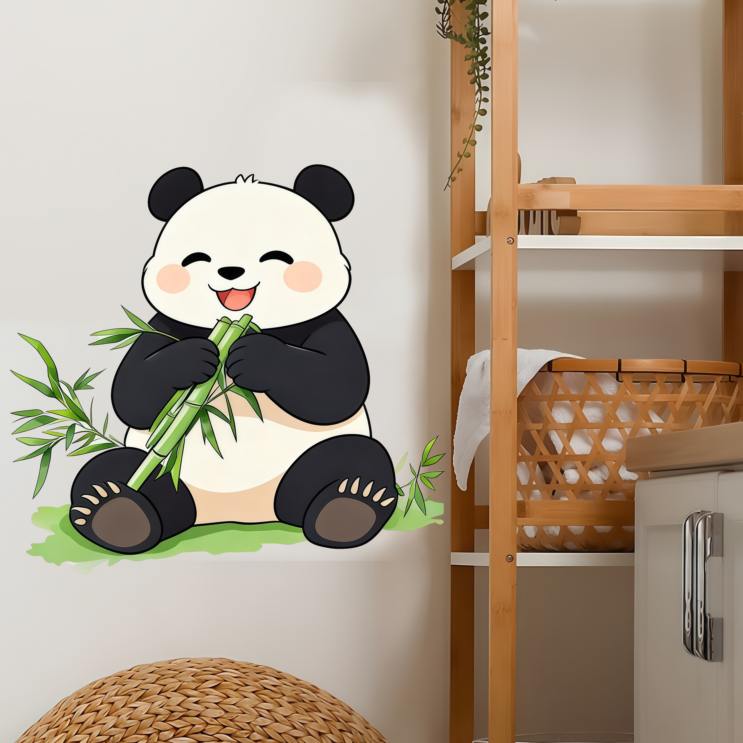 Bamboo And Panda Wall Decals S - Pvc Panel Background 评论和价格