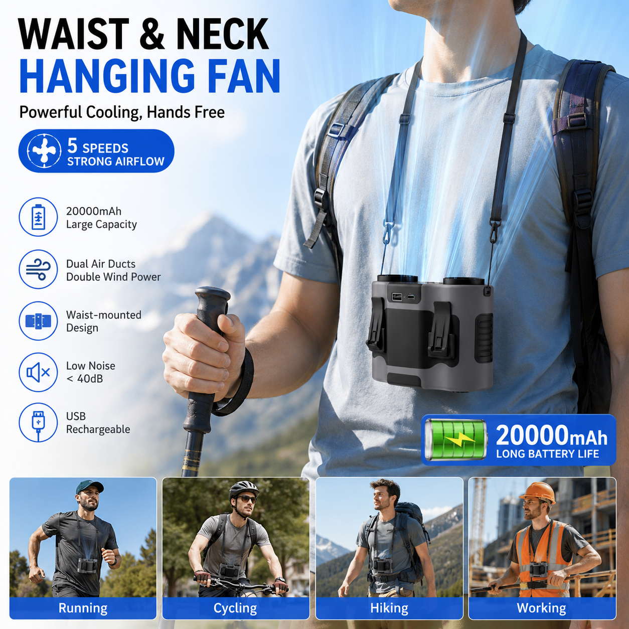 Portable Waist Clip Fan Mini U - Timer Dual Outlet 评论和价格