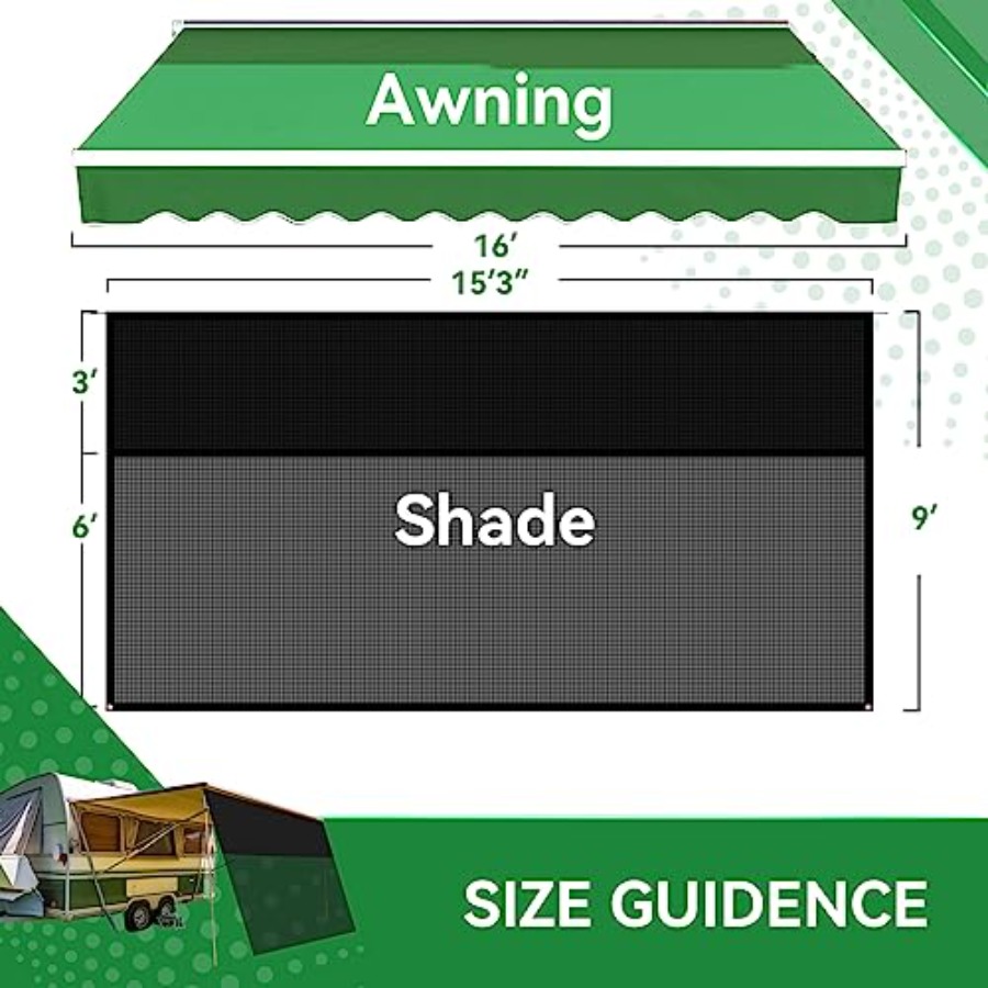 RV Awning Shade Screen 9' x 15 - Screen Top Mesh 评论和价格